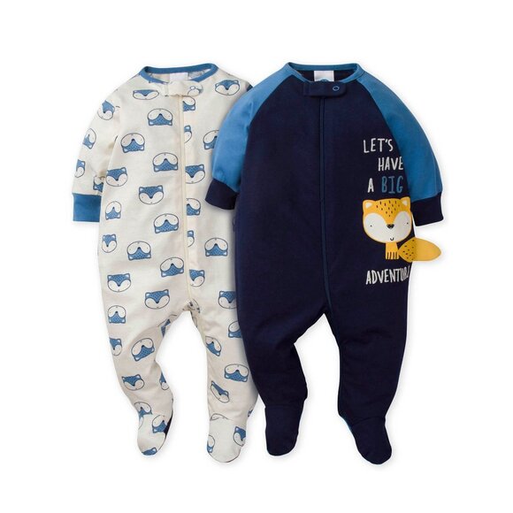 NWT Gerber Baby Boys 2-Pack Sleep N Play Awesome Fox 3-6 Months - Picture 2 of 7